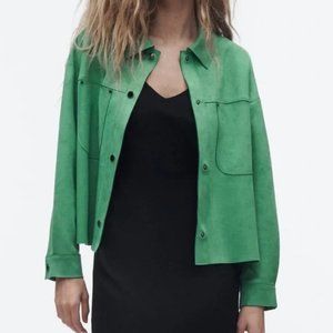 Green Zara Faux Suede Short Jacket